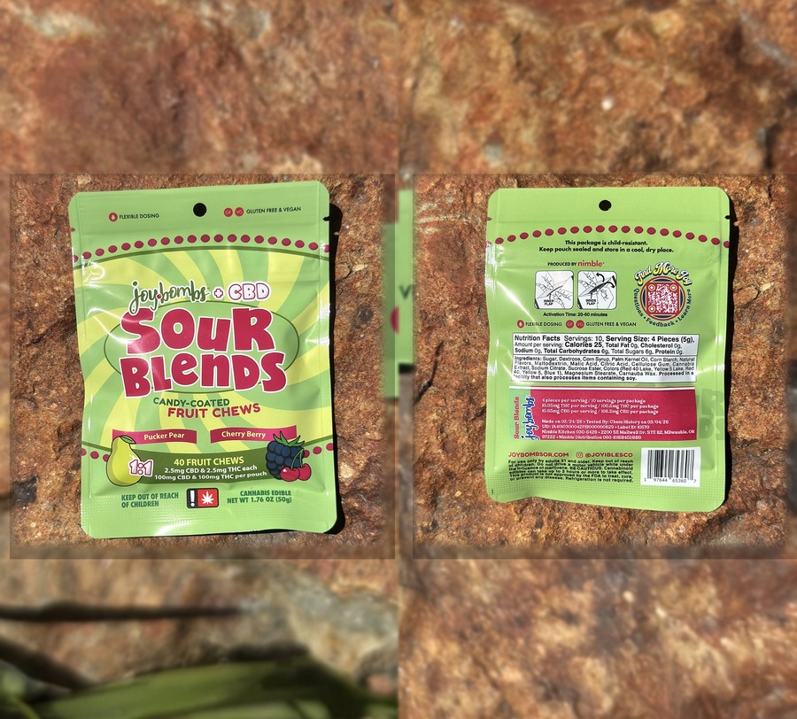 Joy Bombs Sour + CBD Pucker Pear Cherry Berry product photo